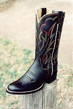 Black Boot, 12-inch Tops w/5-Row Variegated Stitching